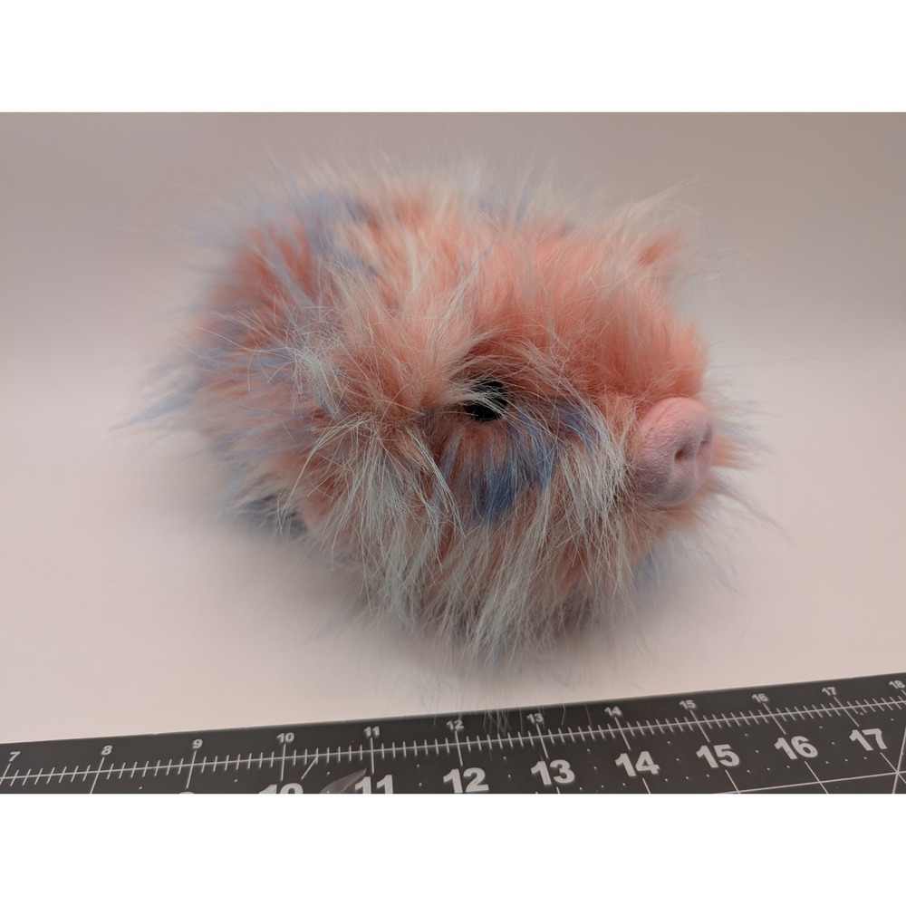 Aurora Fluffy Pink Pig Plush Blue Furry 2021 Stuffed Animal Toy
